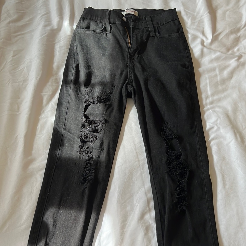 Vibrant Miu Black Ripped Skinny Jeans